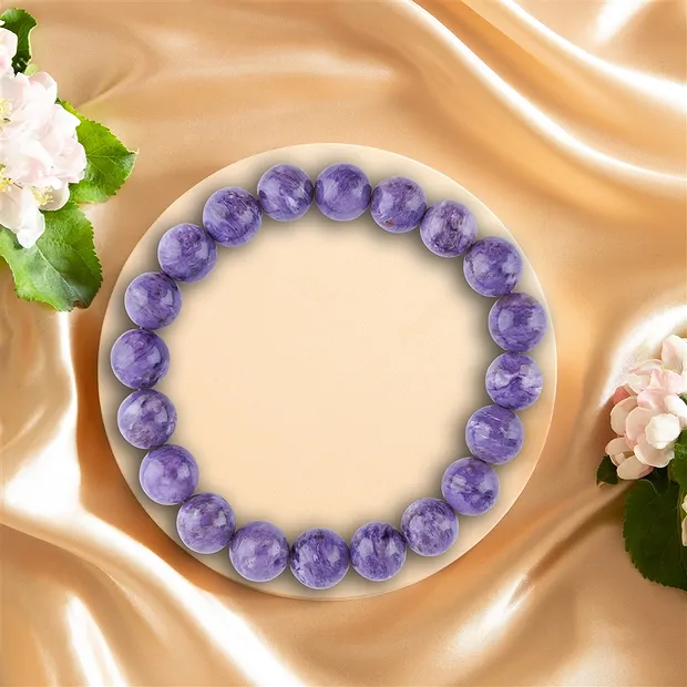 Bracelet en perles rondes Charoïte Pièces uniques 012 | Marco Schreier