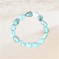 2818196007 Armband, Larimar, 14mm Nuggets Unikat 007 | GH Edelsteine, Heilsteine & Schmuck