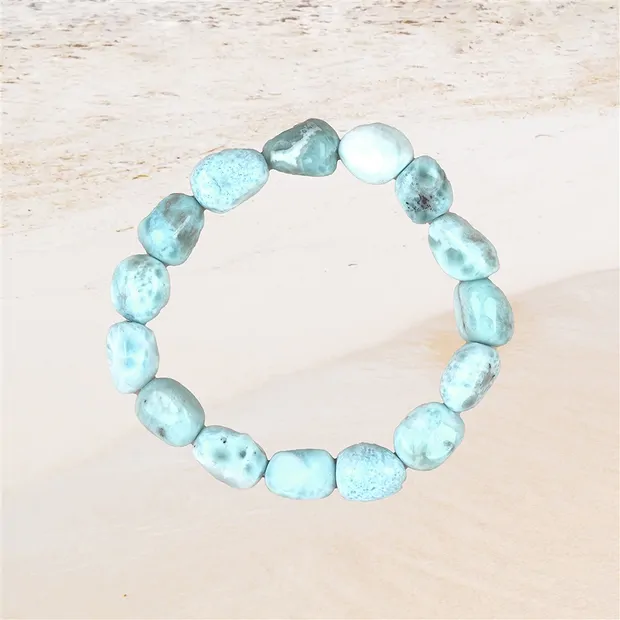 Pulsera, Larimar, pepitas 14mm único 007 | Marco Schreier