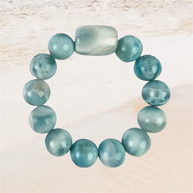 Bracelet, Larimar, 15mm perles rondes, Pièces uniques 030 | Marco Schreier