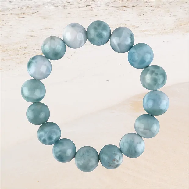Armband, Larimar, 13mm Kugeln, Unikat 037 | GH Edelsteine, Heilsteine & Schmuck