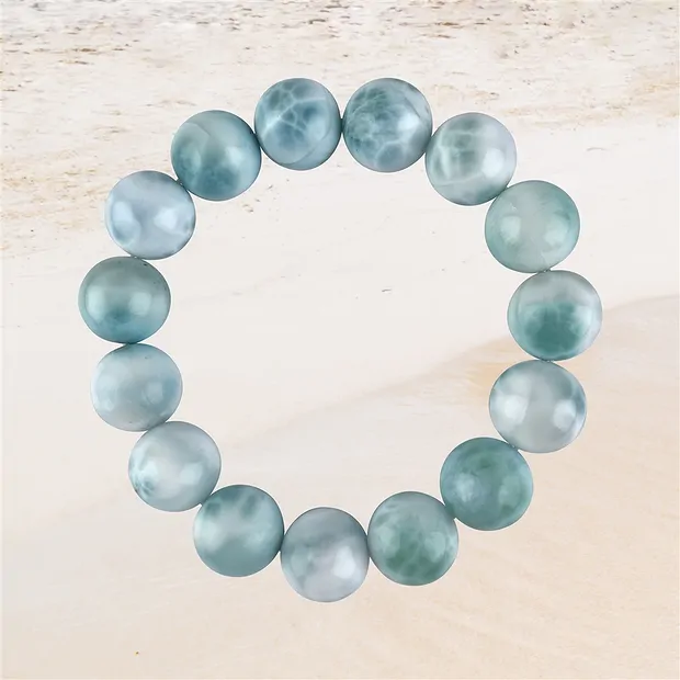 Armband, Larimar, 13mm Kugeln, Unikat 039 | GH Edelsteine, Heilsteine & Schmuck