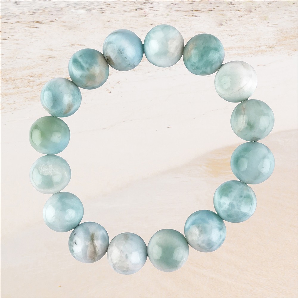 Bracelet, Larimar, 13mm beads, unique 040 | wholesaler gems & healing stones