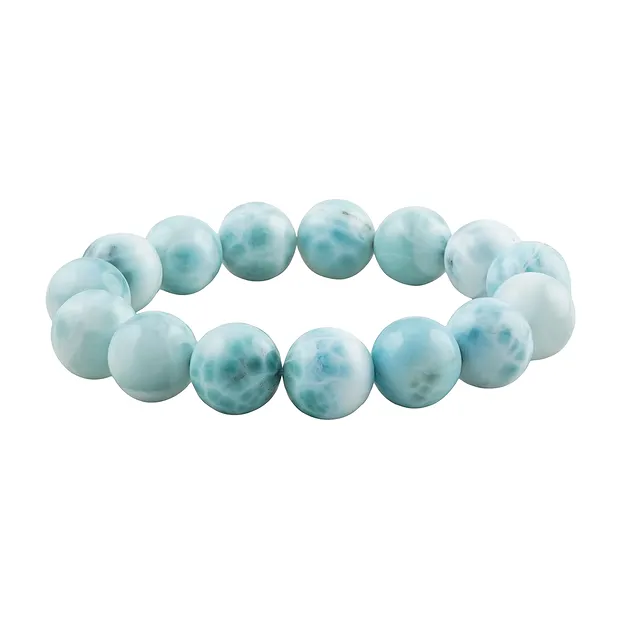 Bracelet, Larimar, 14mm beads, unique 042 | wholesaler gems & healing stones