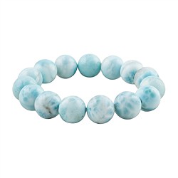 2818196044 Bracelet, Larimar, 14mm perles rondes, Pièces uniques 044 | Marco Schreier