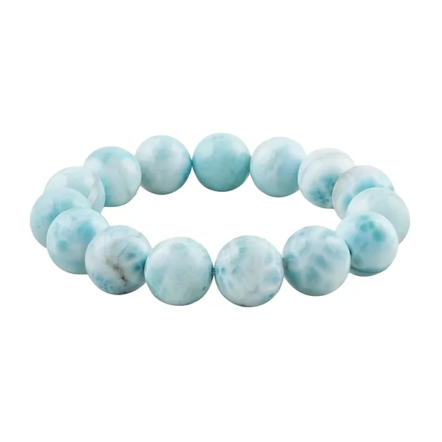 Bracelet, Larimar, 14mm perles rondes, Pièces uniques 044 | Marco Schreier
