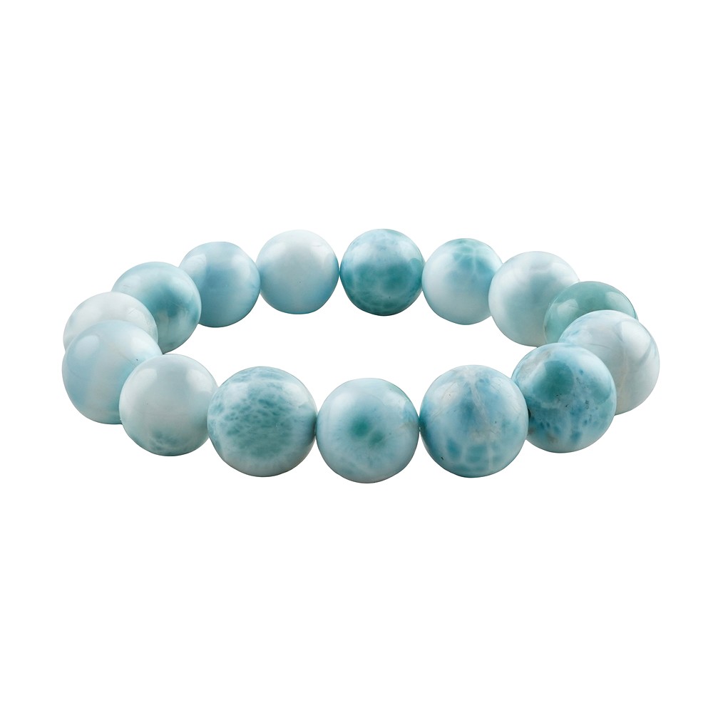 Bracelet, Larimar, 14,5mm perles rondes, Pièces uniques 046 | Marco Schreier