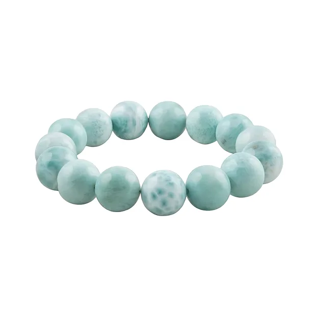 Bracelet, Larimar, 15mm perles rondes, Pièces uniques 047 | Marco Schreier