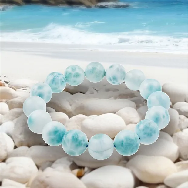 Armband, Larimar, 13,5mm Kugeln, Unikat 048 | Edelsteine, Heilsteine & Schmuck