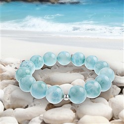2818196049 Bracelet, Larimar, 14mm perles rondes, Pièces uniques 049 | Marco Schreier
