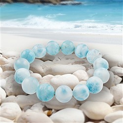 2818196050 Bracelet, Larimar, 14mm beads, unique 050 | wholesaler gems & healing stones
