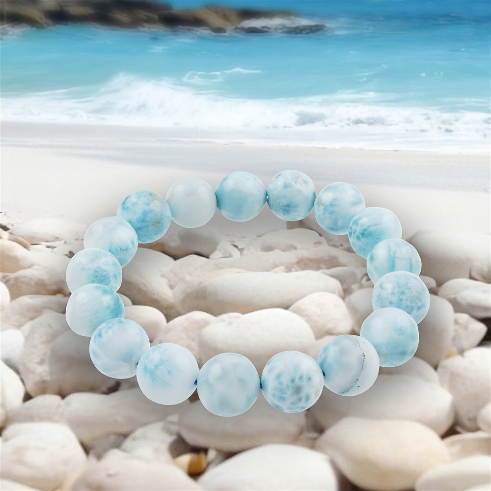 Bracelet, Larimar, 12,5mm perles rondes, Pièces uniques 047 | Marco Schreier