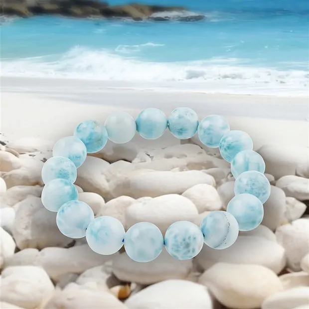 Bracelet, Larimar, 12,5mm perles rondes, Pièces uniques 047 | Marco Schreier