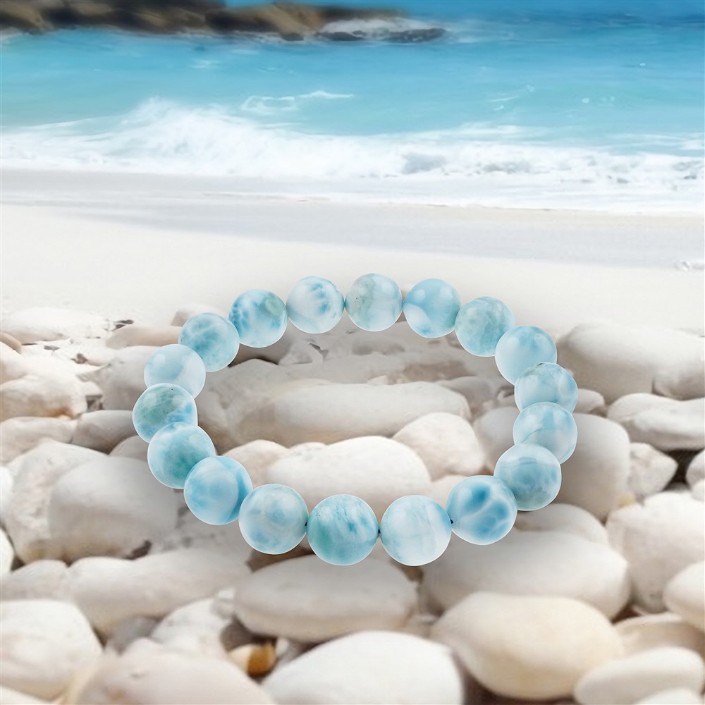 Armband, Larimar, 10,5mm Kugeln, Unikat 053 | Edelsteine, Heilsteine & Schmuck