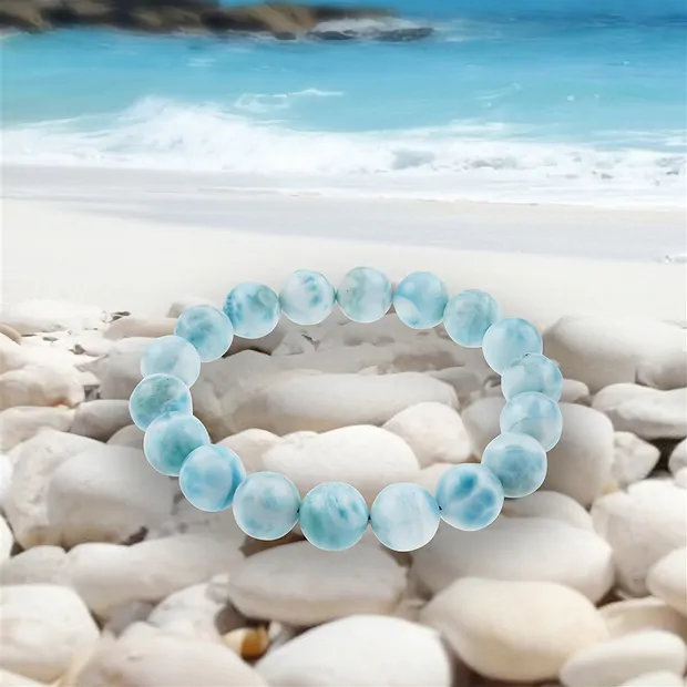 Armband, Larimar, 10,5mm Kugeln, Unikat 053 | Edelsteine, Heilsteine & Schmuck