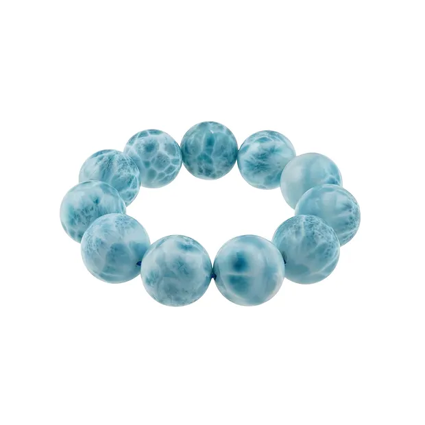 Bracelet, Larimar, 20mm perles rondes, Pièces uniques 054 | Marco Schreier