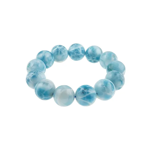 Armband, Larimar, 17mm Kugeln, Unikat 056 | GH Edelsteine, Heilsteine & Schmuck