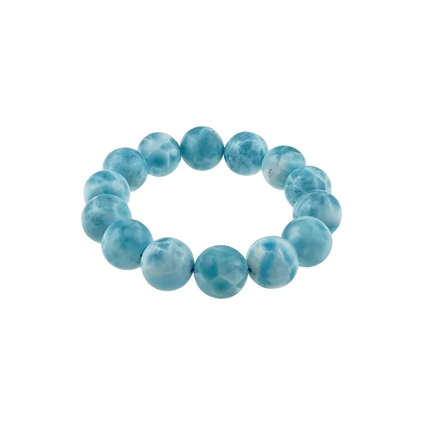 Bracelet, Larimar, 15mm beads, unique 061 | wholesaler gems & healing stones