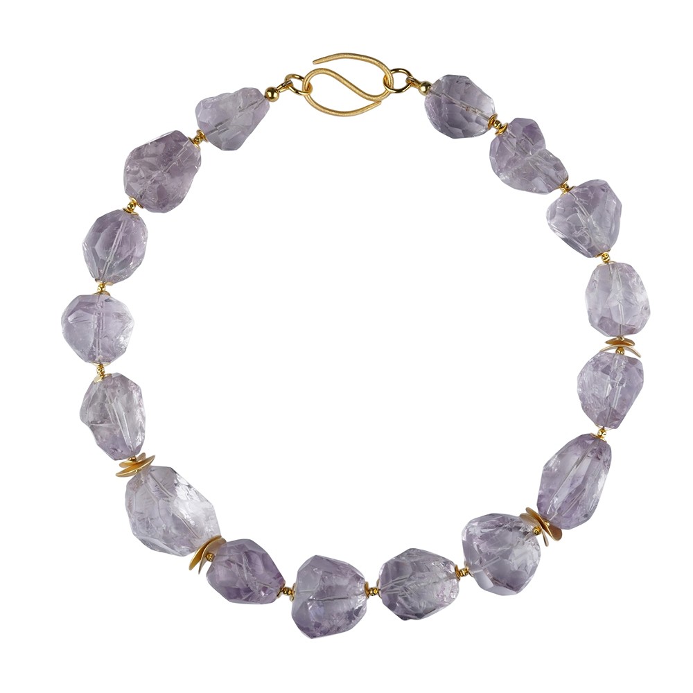 Collier Amethyst, Nuggets facettiert, vergoldet, Unikat 001 | Marco Schreier