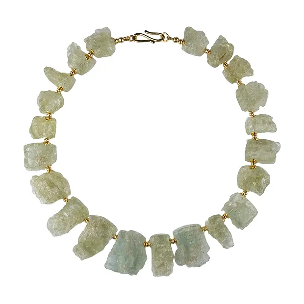 Necklace Aquamarine rough stones polished, unique 001 | Marco Schreier