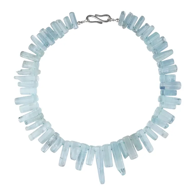 Necklace Aquamarine, polished rods, unique 002 | gems, healing stones & jewelry