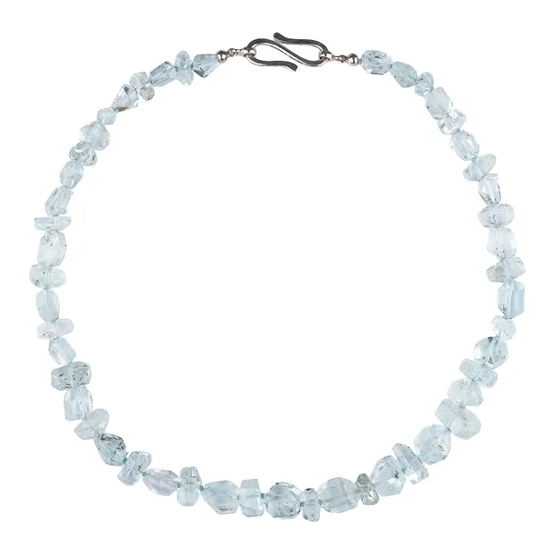 Necklace Aquamarine, freeform faceted, unique 004 | Marco Schreier