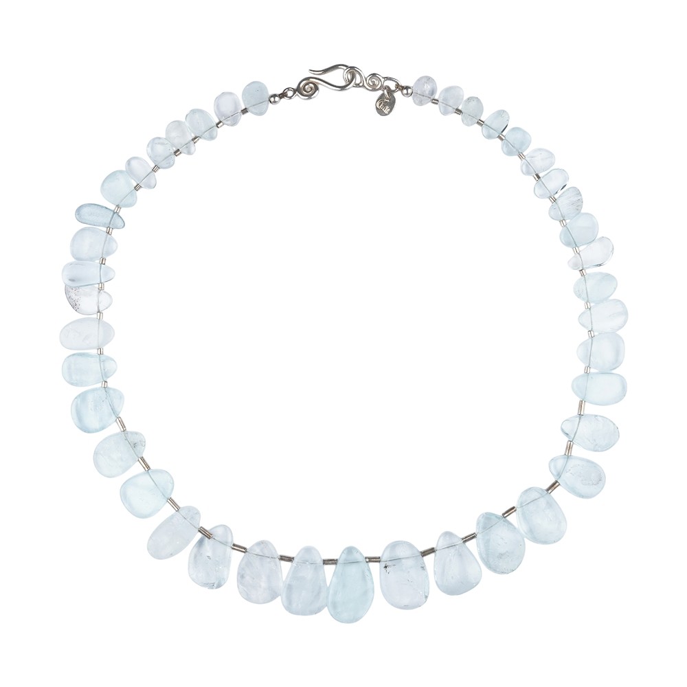 Necklace Aquamarine, polished drops, unique 007 | gems, healing stones & jewelry