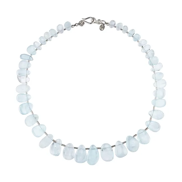 Collier Aquamarin, Tropfen poliert, Unikat 007 | Marco Schreier
