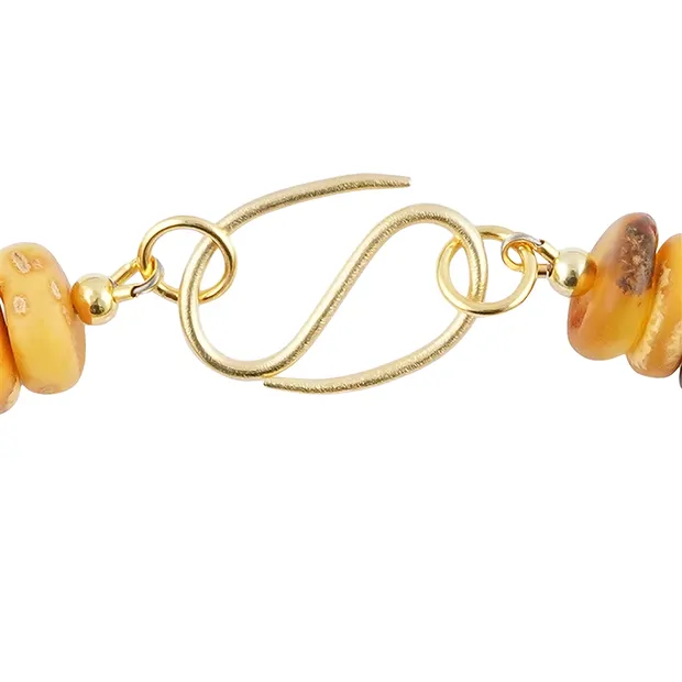 Necklace Amber slices 14-31mm, gold-plated, unique 003 | Marco Schreier