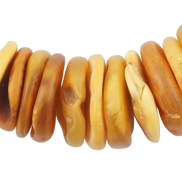 Collier Disques d'Ambre 14-31mm, doré, Pièces uniques 003 | Marco Schreier