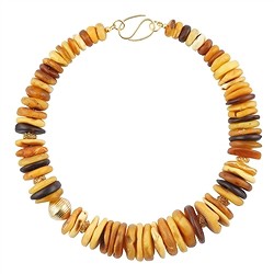 2822036003 Collier Bernstein Scheiben 14-31mm, vergoldet, Unikat 003 | Marco Schreier