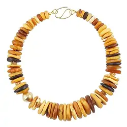 2822036003 Collana di dischi d'Ambra 14-31 mm, placcati oro, unico 003 | Marco Schreier