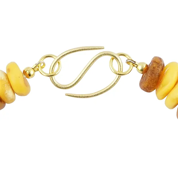 Collana di dischi d'Ambra 15-32 mm, placcati oro, unico 004 | Marco Schreier