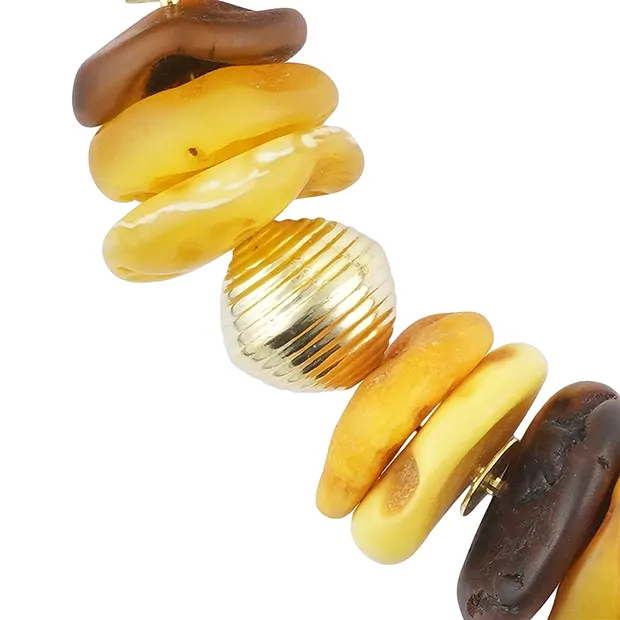 Collier Ambre disques 15-32mm, doré, Pièces uniques 004 | Marco Schreier
