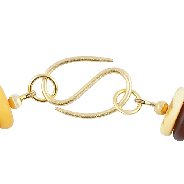 Collana di dischi d'Ambra 15-27 mm, placcati oro, unico 005 | Marco Schreier