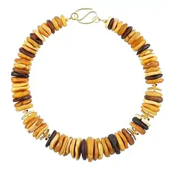 2822036005 Collier Ambre disques 15-27mm, doré, Pièces uniques 005 | Marco Schreier
