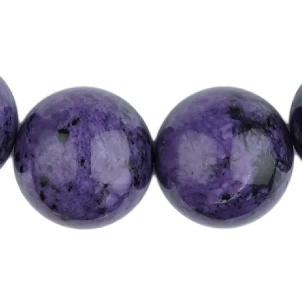 Collana di Charoite, perline (20 mm), placcate oro, unico 001 | Marco Schreier