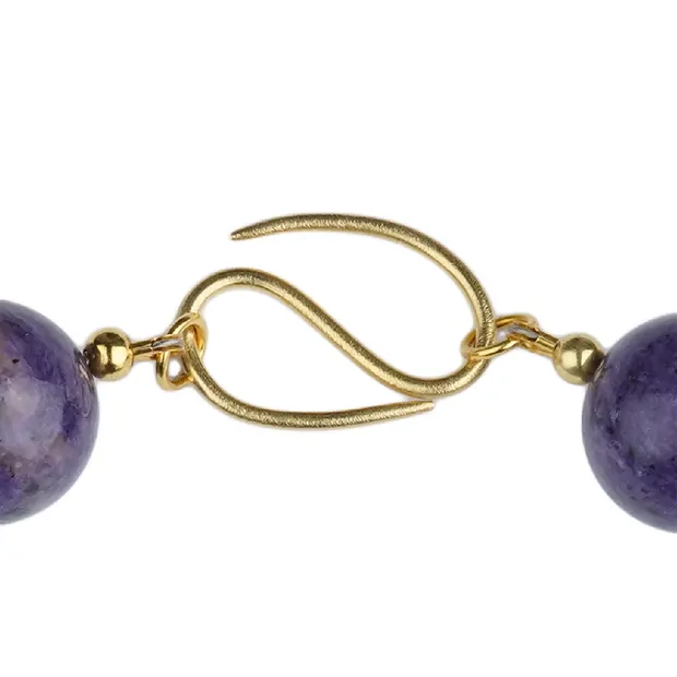 Collana di Charoite, perline (20 mm), placcate oro, unico 001 | Marco Schreier