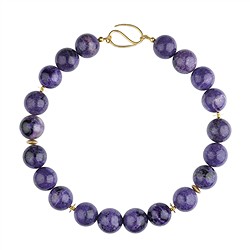 2822048001 Collana di Charoite, perline (20 mm), placcate oro, unico 001 | Marco Schreier