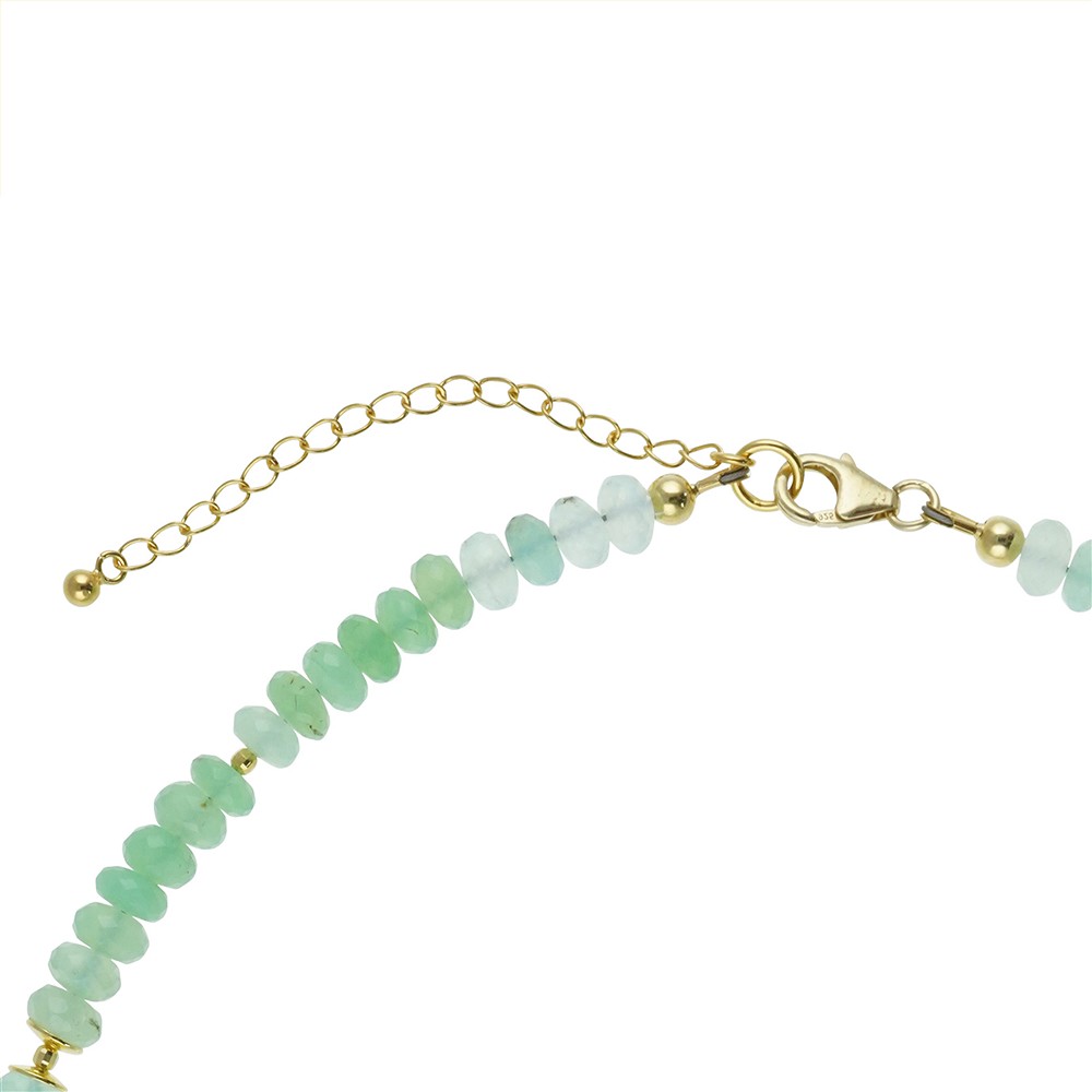 Atelier necklace Chrysoprase, button, gold-plated, unique 003 | Marco Schreier