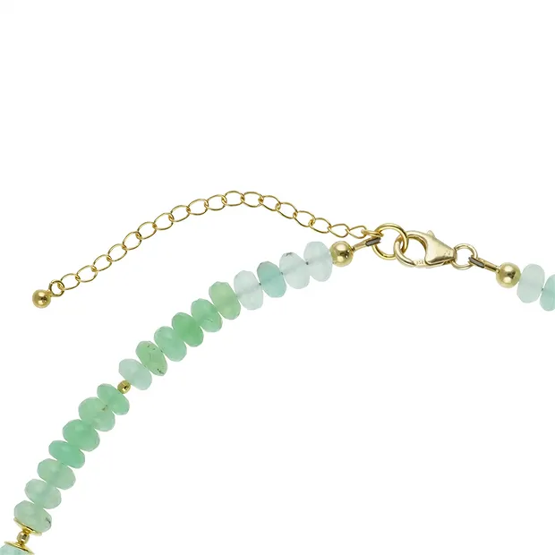 Collar Atelier Crisoprasa, botón, chapado en oro, único 003 | Marco Schreier