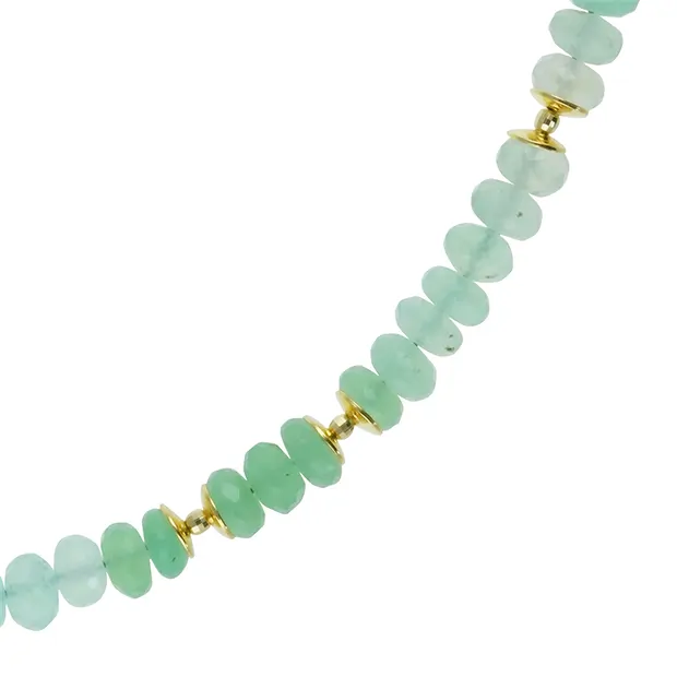 Collana Atelier Crisoprasio, bottone, placcato oro, unico 003 | Marco Schreier