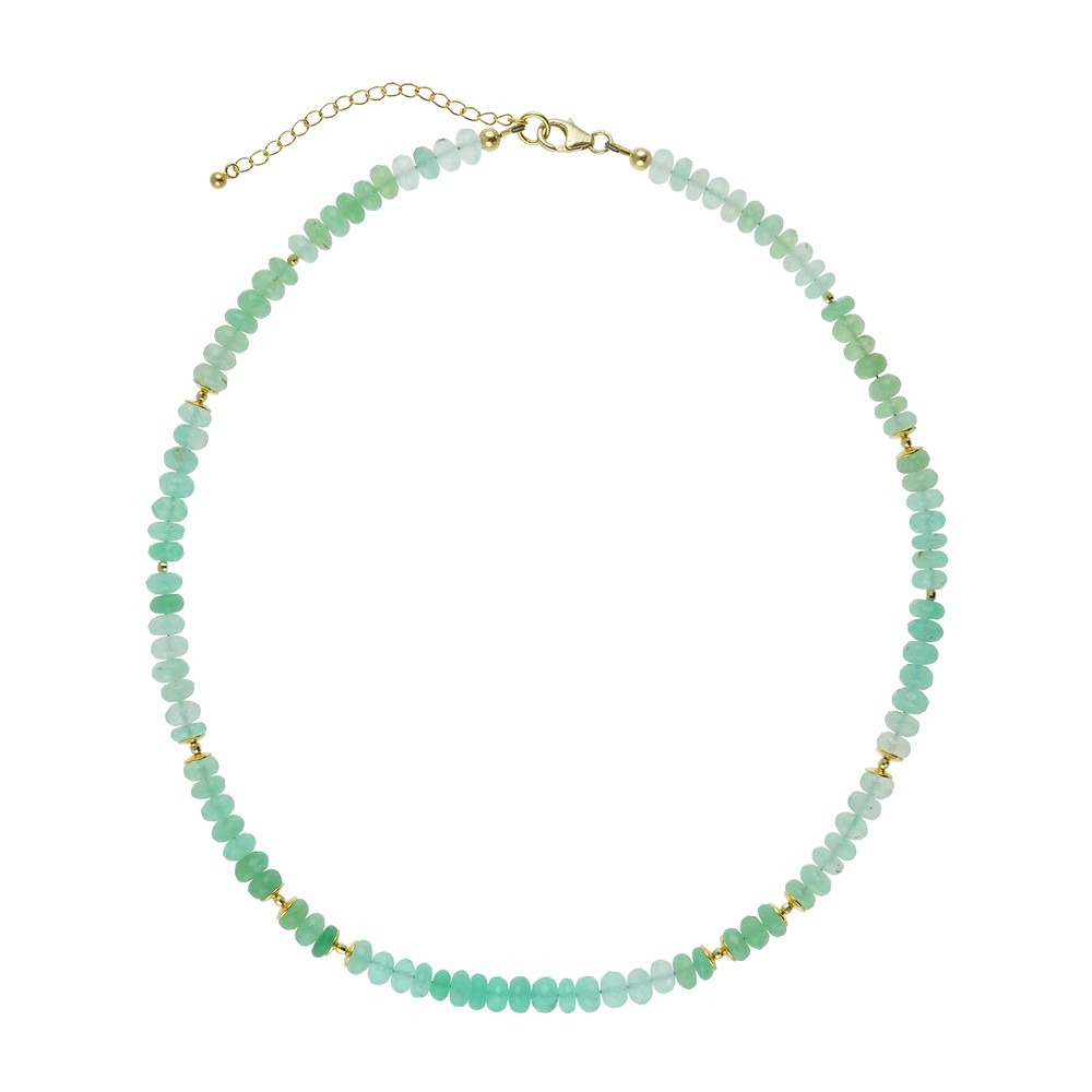 Atelier necklace Chrysoprase, button, gold-plated, unique 003 | Marco Schreier