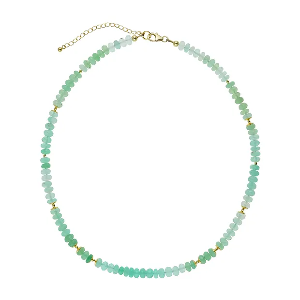 Atelier necklace Chrysoprase, button, gold-plated, unique 003 | Marco Schreier