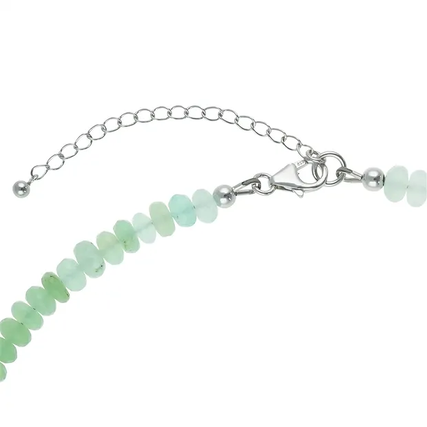 Atelierkette Chrysopras, Buttons, rhodiniert, Unikat 004 | Marco Schreier