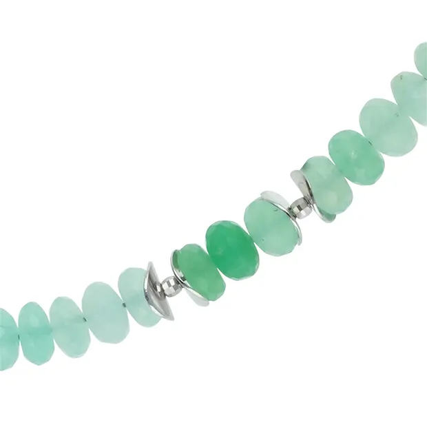 Atelierkette Chrysopras, Buttons, rhodiniert, Unikat 004 | Marco Schreier