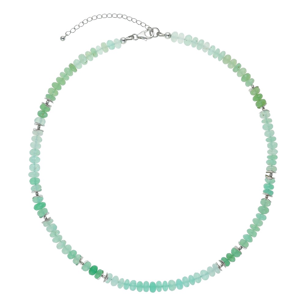 Collana Atelier Crisoprasio, bottoni, rodiato, unico 004 | Marco Schreier