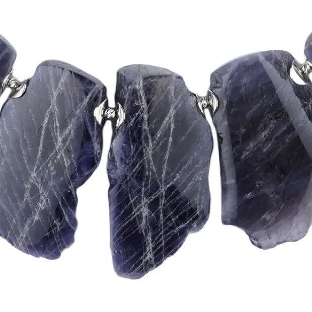 Iolite (cordierite) necklace, Slabs rough/polished, unique 001 | Marco Schreier