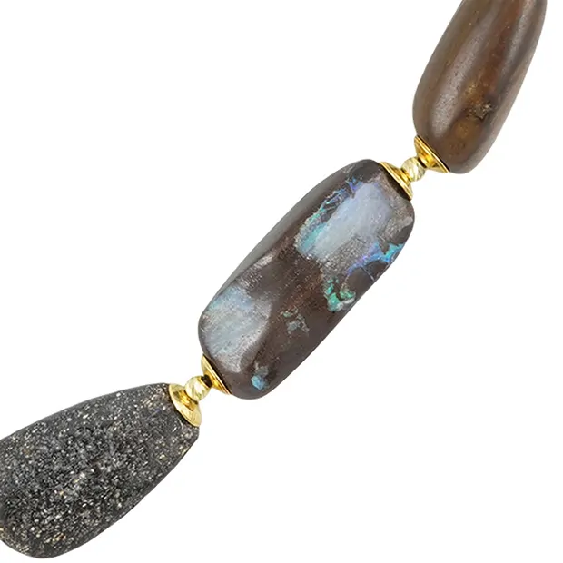 Studio necklace opal, flat Tumbled Stones, unique 001 | Marco Schreier