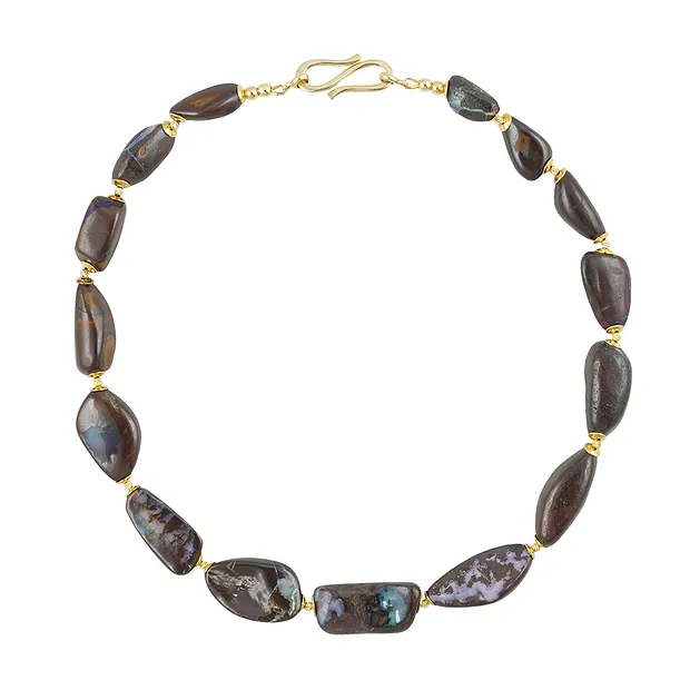 Collier Opale, Pierres roulées plates, Pièces uniques 002 | Marco Schreier